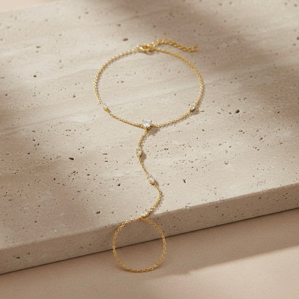 Adorné Silver Hand Chain Bracelet